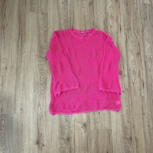 Pink Knit Women Swim Coverup